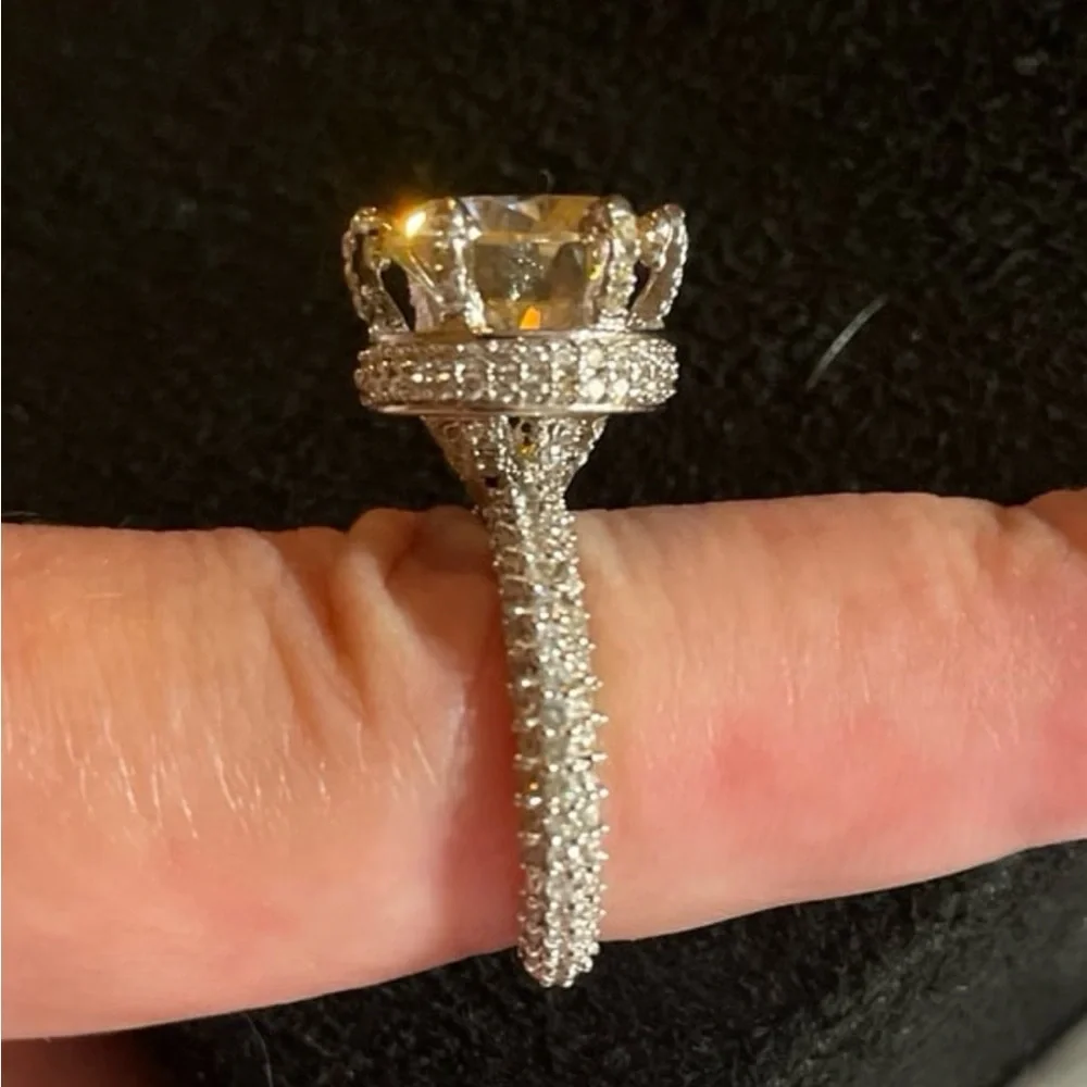 Oh My Gorgeous 6.34 CT Certified Round Brilliant Cut Moissanite Diamond Ring - Picture 6 of 11